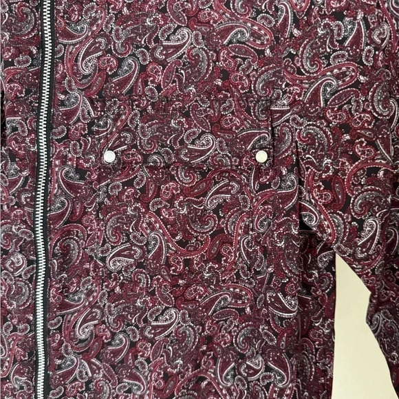 MICHAEL Michael Kors Women's Pop Paisley Zip-Front Top w/roll button sleeves PXS - Picture 5 of 6